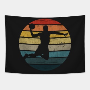 Basketball Player Silhouette On A Distressed Retro Sunset design Tapestry