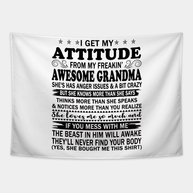 I Get My Attitude From My Freaking Awesome Grandma Tapestry by peskybeater