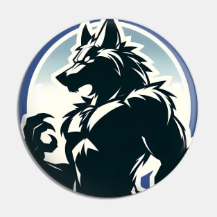 Simple Anthro Furry Werewolf Silhouette Pin