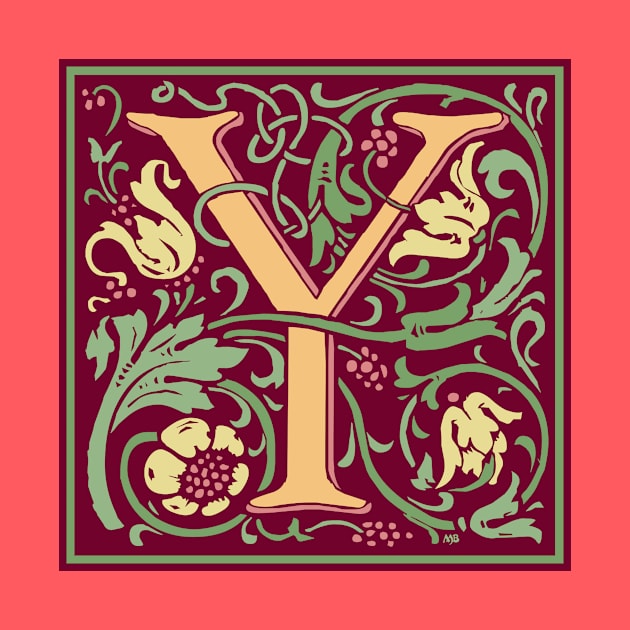 William Morris Vintage Letter Y by MatchbookGraphics