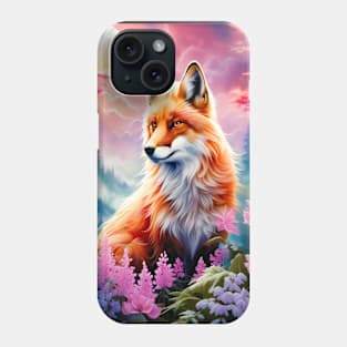 Red Fox with Flowers and Forests Phone Case