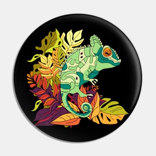 Chameleon in tropical leaves Pin