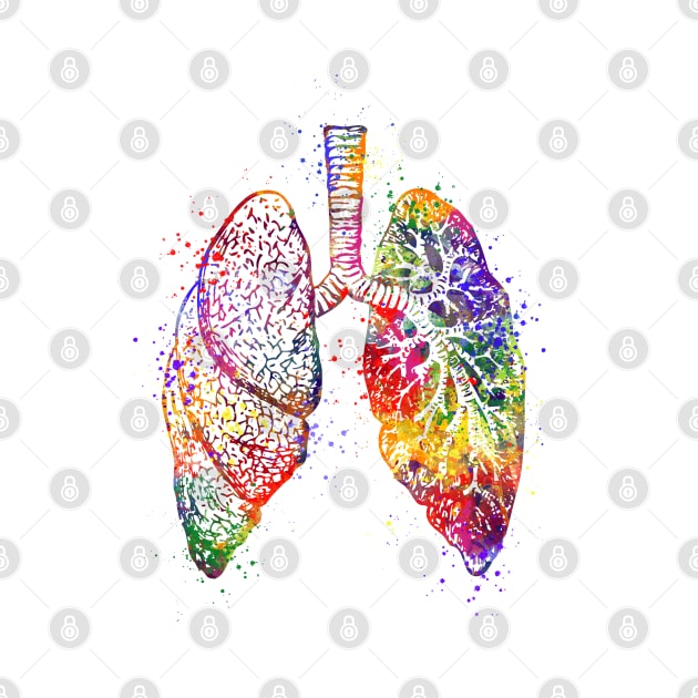 Lungs Anatomy Art Colorful Watercolor Gift by LotusGifts