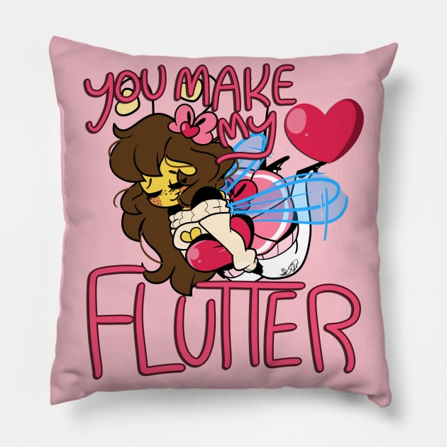 You Make My Heart Flutter Pillow by BefishProductions