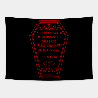 Morticia Quote in Coffin Tapestry