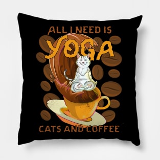 Kitty Coffee Meditating Cat Pillow