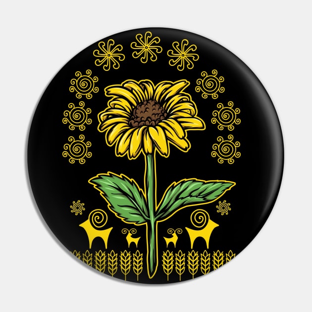 Ukrainian Ethnic-SUNFLOWER Pin by Myartstor 