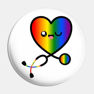 Stethoscope Emoji Heart Rainbow 3 Pin