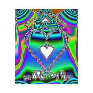 Psychedelic hearts - blue T-Shirt