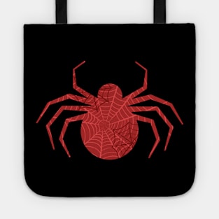 Large red spider with web Tote