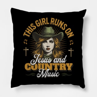 This Girl Runs on Jesus & Country Music Tee | Christian Faith & Country Music Lover Pillow