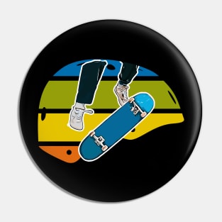 Colorful Retro Skateboard Helmet with Kickflip Pin