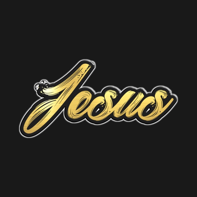 Shiny black and Gold JESUS word ver7 by Donperion