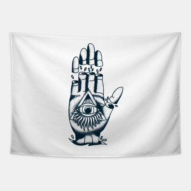 All-Seeing Eye Illuminati Conspiracy Hand Tapestry by Evoke Collective