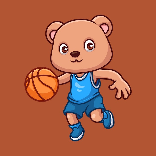 Basketball Bear Cute Cartoon by GumregaStd