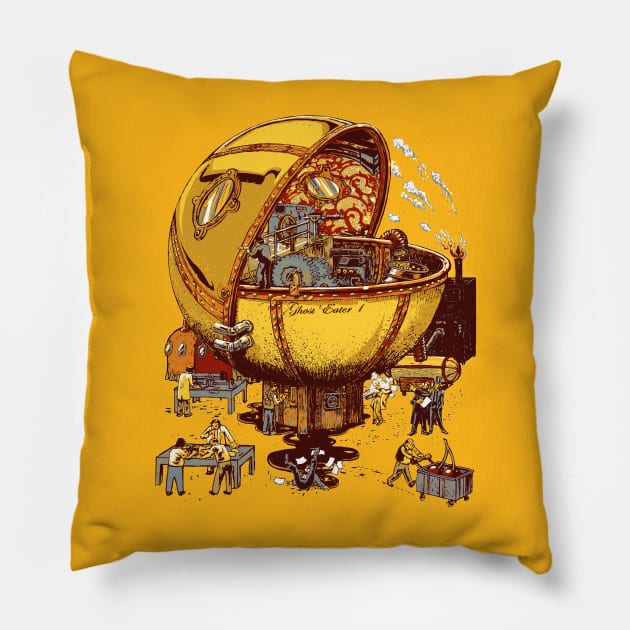 Ghost Eater: Pacman Steampunk Pillow by georgeslemercenaire