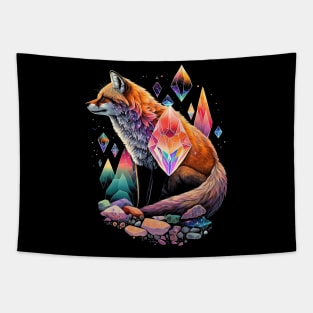 Esoteric Fox Pet Art Crystals Cute Illustration Design Tapestry
