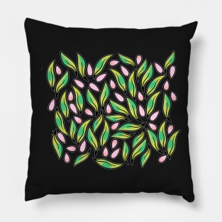 Spring mood fresh leaves and seeds summer green pattern Pillow