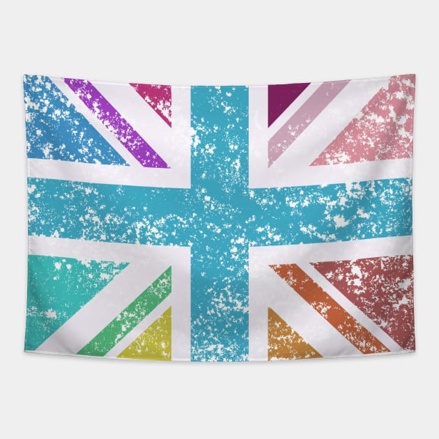 Distressed Sq Union Flag Multicol Tapestry by NataliePaskell