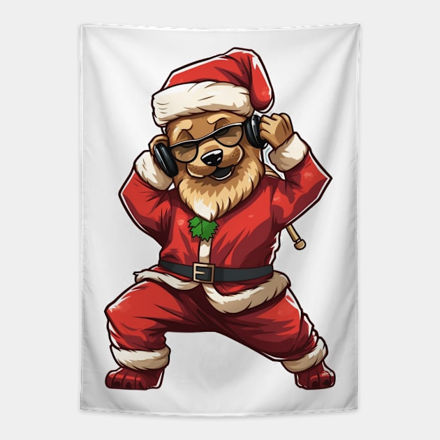 Cartoon Christmas Afghanistan Dog Dancing Tapestry by Chromatic Fusion Studio