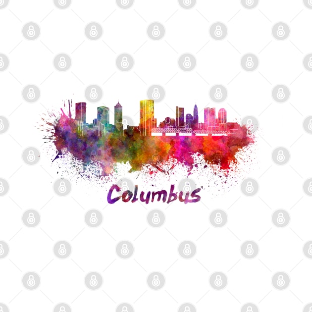 Columbus skyline in watercolor by PaulrommerArt