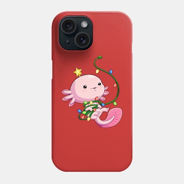 Holiday Glow: Axolotl's Christmas Lights Phone Case by GoshWow 