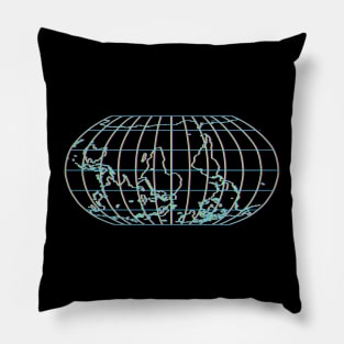 inverted world map with colourful line Pillow