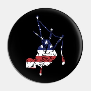 BAGPIPE AMERICAN FLAG Pin