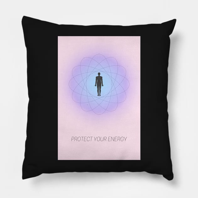 Protect Your Energy ura Aesthetic Pink and Purple Grainy Gradient Pillow by mystikwhale