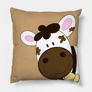 Cute Happy Brown Cow Pillow