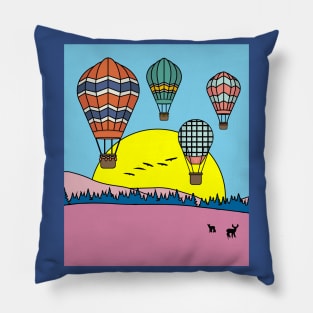 Retro Hot Air Balloons Balloon Ride Pillow