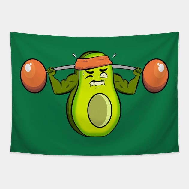 gym avocado fitness funny Tapestry by the house of parodies