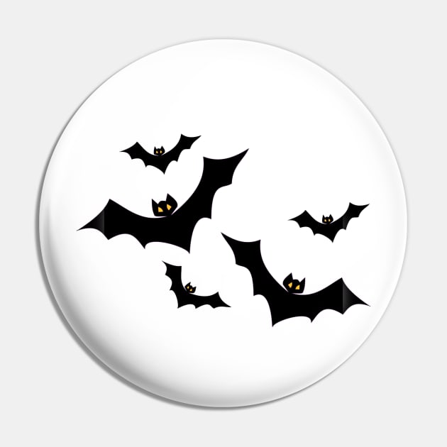 Bats Flying Flight Halloween Pin by MIRgallery