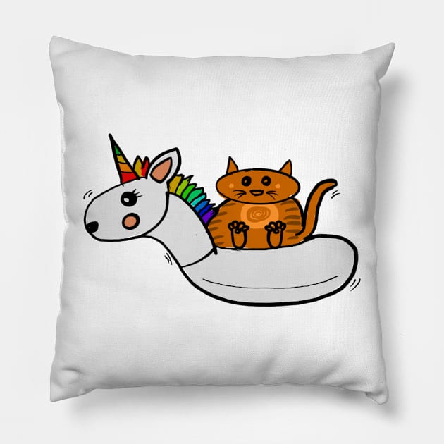 Cat And Unicorn Pillow by Joker & Angel