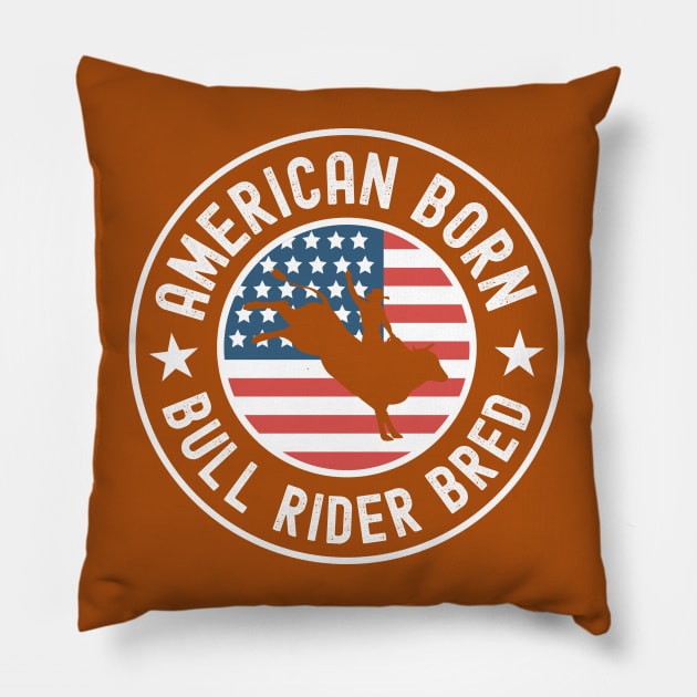 Bull Rider Usa Pillow by footballomatic