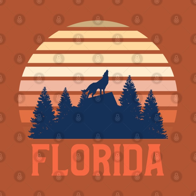 Florida Sunset, Orange and Blue Sun, Gift for sunset lovers T-shirt, Wolf Howling at the Moon by AbsurdStore