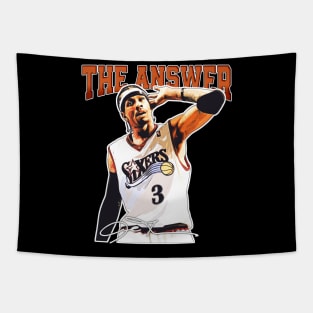 Allen Iverson The Answer Basketball Signature Vintage Retro 80s 90s Bootleg Rap Style Tapestry