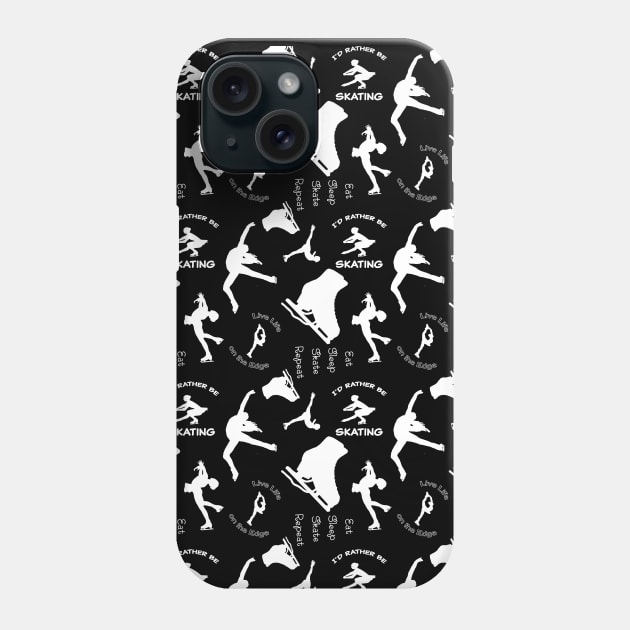 Figure Skating Life- Graphic Design Style 2-White on Black Phone Case by PurposelyDesigned