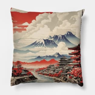 Ibaraki Japan Travel Vintage Tourism Poster Pillow