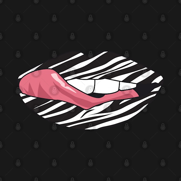 Vintage Lips Retro Style Tongue Zebra Pattern Popart Gift by HypeProjecT