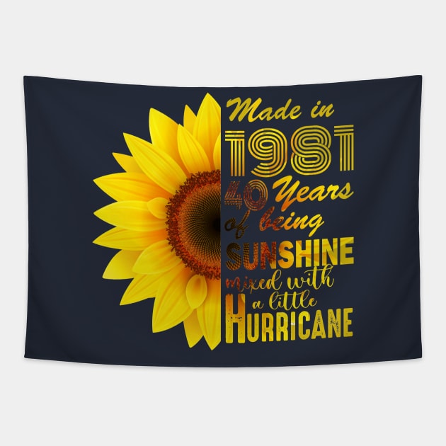 Vintage 1981 Sunflower 40th Birthday Awesome Gift Tapestry by Salt88