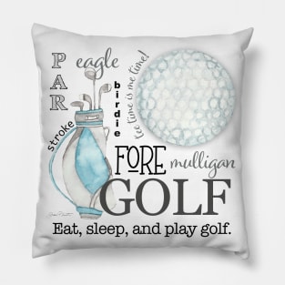 Blue Golf Art Pillow