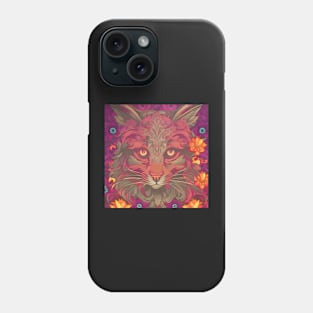 Elegant Cat Wolf Surrounded by Flowers Phone Case