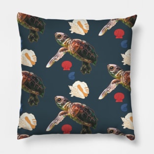 Sea Turtle and Sea Shell Pattern Pillow