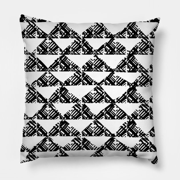 Monochrome Triangles-Textured Pattern Pillow by Patternos