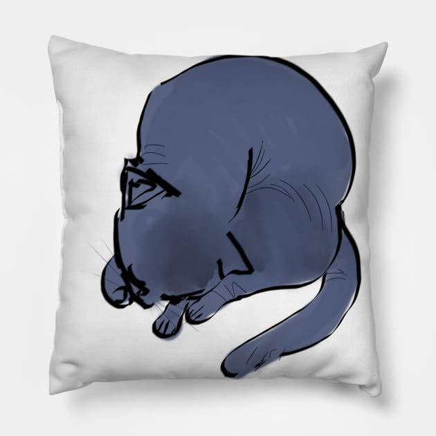 Russian blue cat Pillow by MagicMiliDesign