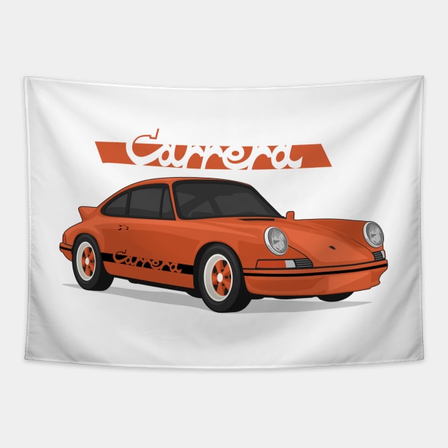 supercar 911 carrera rs turbo 1972 orange Tapestry by creative.z