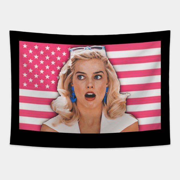 Barbie - American pink flag - Barbie - Tapestry