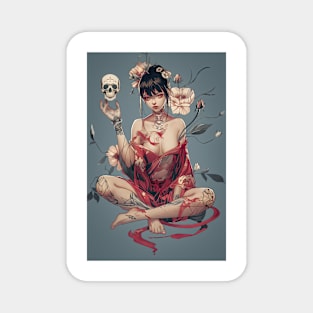 Geisha and skull 6608 Magnet