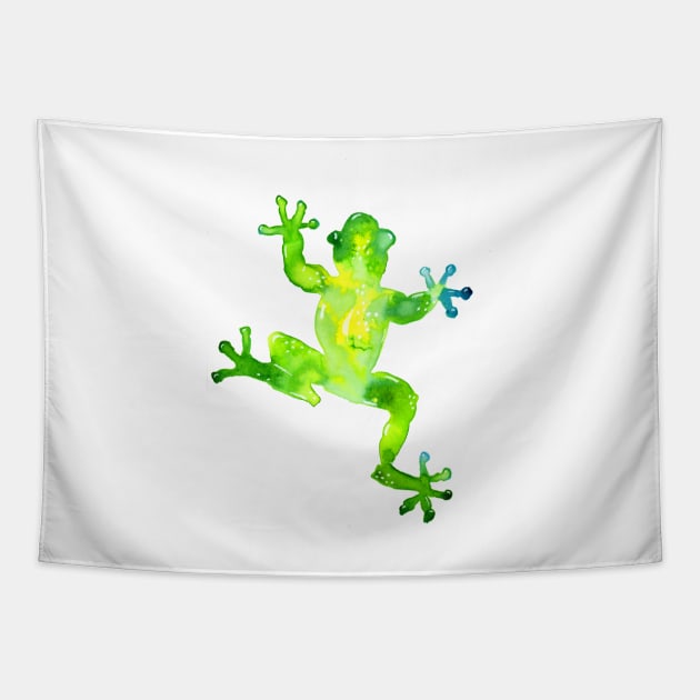 Green Watercolor Frog Tapestry by ZeichenbloQ